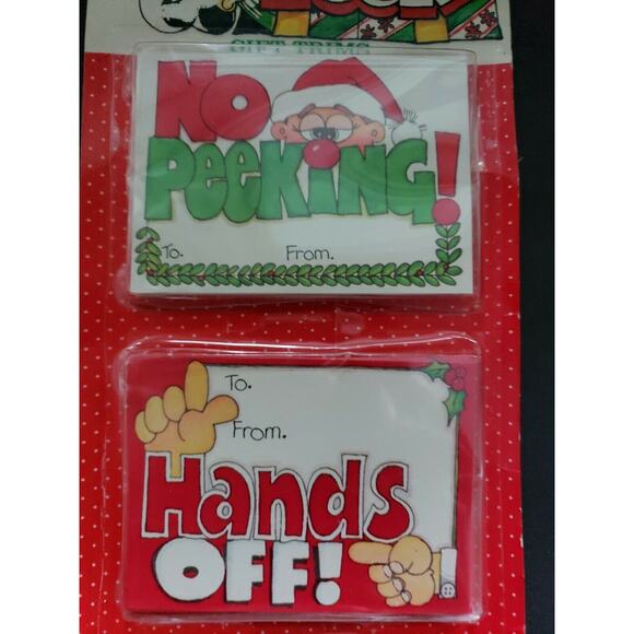 Vintage Eureka Christmas Gift Trims " Please Don't Peek "Tags Rare - Picture 3 of 7